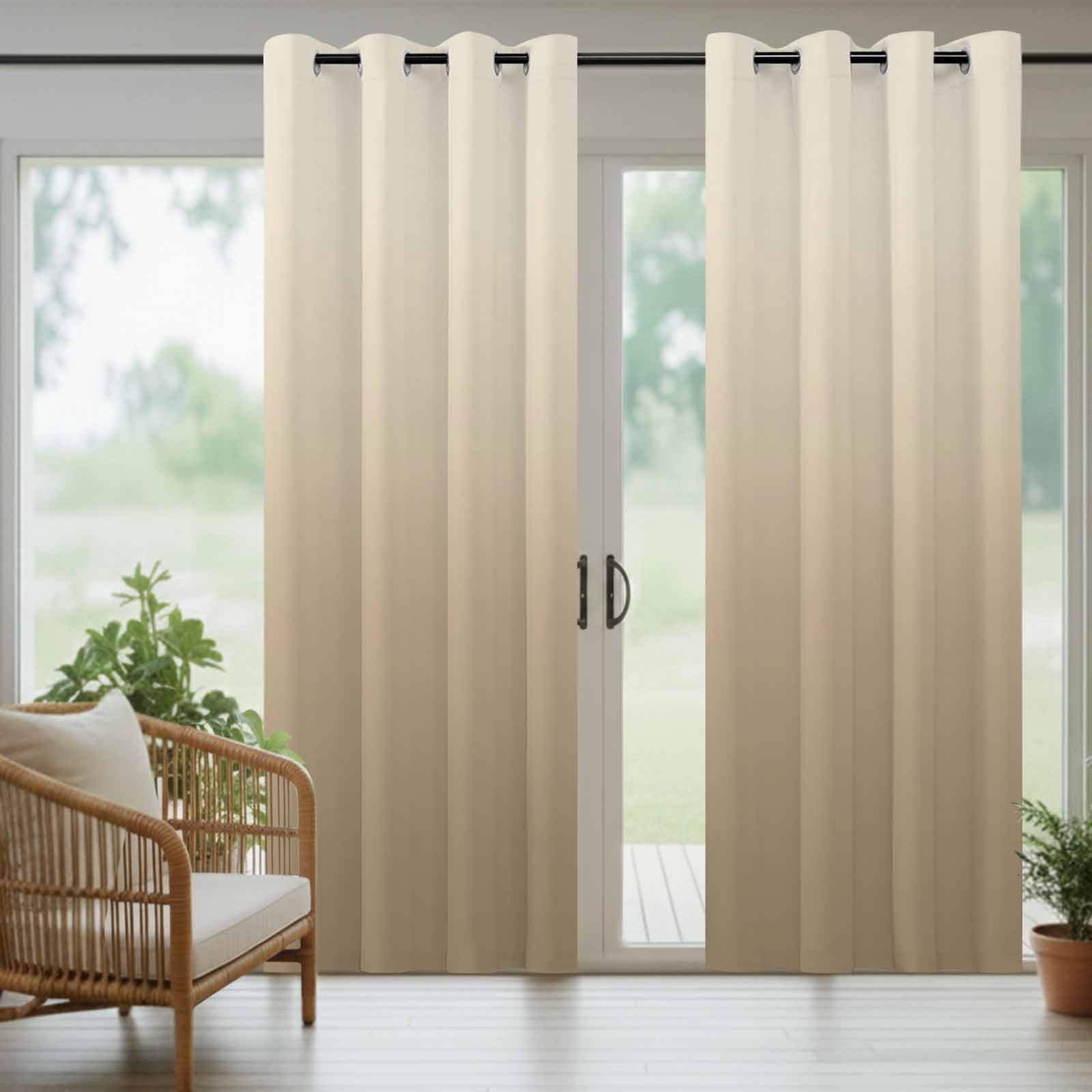 Brown Beige Outdoor Curtains for Patio Waterproof, Windproof Privacy Curtains with Weighted Bottom, Gradient Monochrome Modern Country Outside Drapes for Picnic Garage Backyard Cabana 54"x95" 1 Panel
