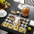 thumbnail image 3 of Farmhouse Cow Placemats Set of 8, Vintage Country Sunflower Black Buffalo Plaid Placemats for Dining Table, Place Mats for Kitchen Tabletop, Waterproof Wipeable Dining Table Mats Set, 3 of 9