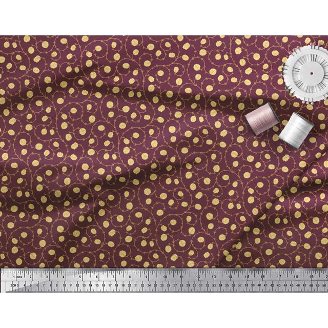 Soimoi Rayon Fabric Artistic Leaves Print Fabric by Yard 56 Inch Wide