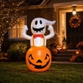 thumbnail image 5 of Hvmvliv 4.2FT Halloween Inflatable Pumpkin Ghost with Bright LED for Outdoor Courtyard Party Spooky Scene Decoration, 5 of 6
