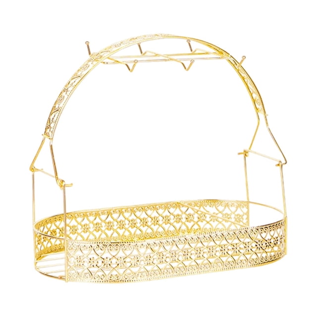 jifeng Bottle Rack Kitchen Organizer Home Metal Gift Versatile Minimalist with Storage Oval Gold