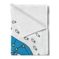 thumbnail image 2 of Narwhal Soft Flannel Fleece Blanket, Hand Drawn Whale Sketch with Horn and Star Pattern Swimming with Fishes, Cozy Plush for Indoor and Outdoor Use, 70" x 90", Azure Blue Grey Yellow, by Ambesonne, 2 of 5