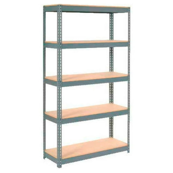 Global Industrial B2297318 Extra Heavy Duty Shelving with 5 Shelves & Wood Deck - Gray - 48 x 12 x 96 in.