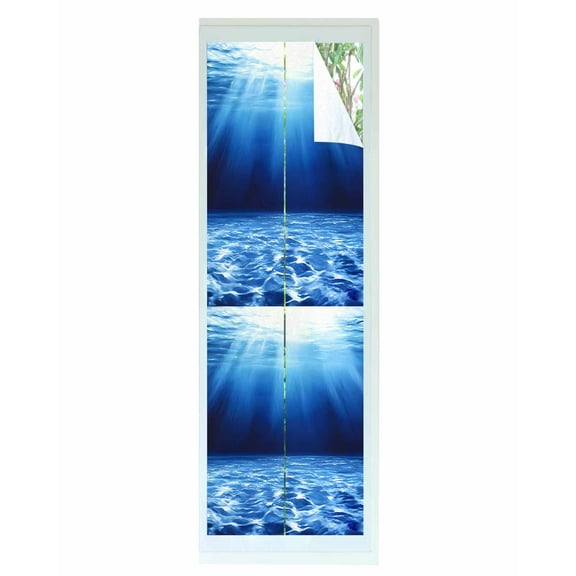 Window Privacy Film Blue Ocean Stained Glass Window Film Decorative Sun Block Window Cover Underwater Water Waves Seascape Nature Sea Window Clings Static Adhesive Sticker for Bathroom 23.6"x78.7"