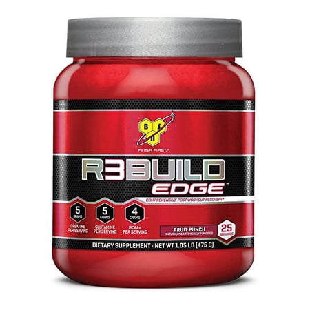 BSN R3Build Edge Creatine + Glutamine Powder, Fruit Punch, 25 Servings