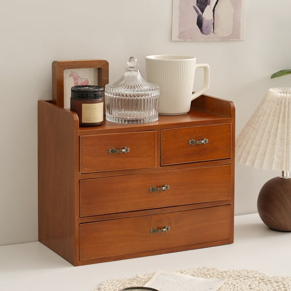 Stackable Ornament Storage Wooden Storage Boxes, Brown