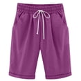thumbnail image 6 of Shorts for Women Lounge Casual Shorts Elastic Waist Knee Length Shorts Loose Fit Summer Bermuda Shorts with Pockets, 6 of 9