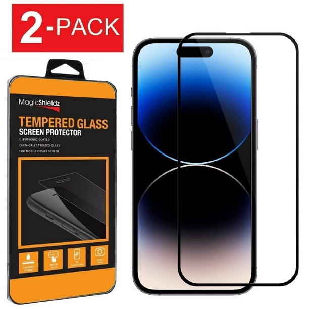 2pack For Apple iPhone 14 Pro Max Full Cover Black Edge Tempered Glass Screen Protector