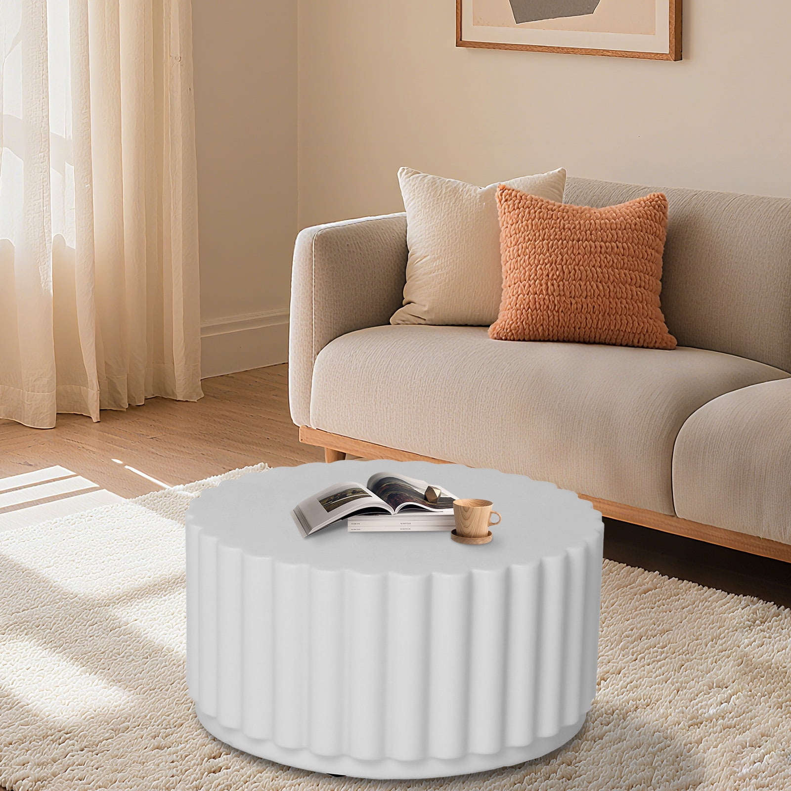 Afterglow Round Petal Shape Decorative Table, White, for outdoor and indoor use