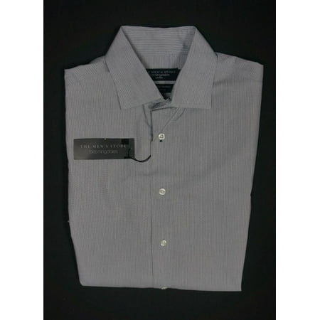 Stripe Non Iron Shirt - NEW BLOOMINGDALES NON IRON ASH GRAY WHITE PIN STRIPED CASUAL DRESS SHIRT SIZE S