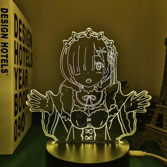 WJ Anime Led Night Light Re Zero Starting Life in Another World Nightlight for Bedroom Decor Birthday Gift Re Zero Rem 3D Lamp