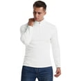 thumbnail image 4 of MLANM Men's Long Sleeve Polo Shirts Quarter-Zip Casual Slim Fit Mock Neck Basic Designed Cotton Shirts, 2XL White, 4 of 7