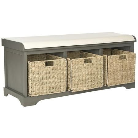 Safavieh Lonan 3 Wicker Basket Storage Bench With Cushion Top