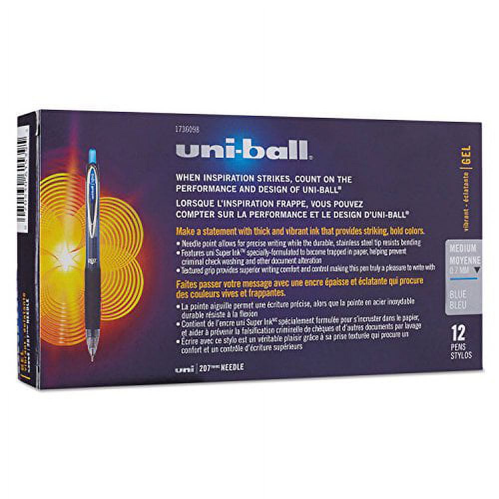 uni-ball 1736098 Signo 207 Roller Ball Retractable Gel Pen Blue Ink Medium Dozen