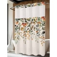 thumbnail image 4 of Orange Green Eucalyptus Leaves No Hook Shower Curtain Waterproof, Bathroom Curtains with Snap in Liners and See Through Top Window, Fall Botanical Rustic Hotel Style Bathtub Curtains Shower 72"Wx84"L, 4 of 8
