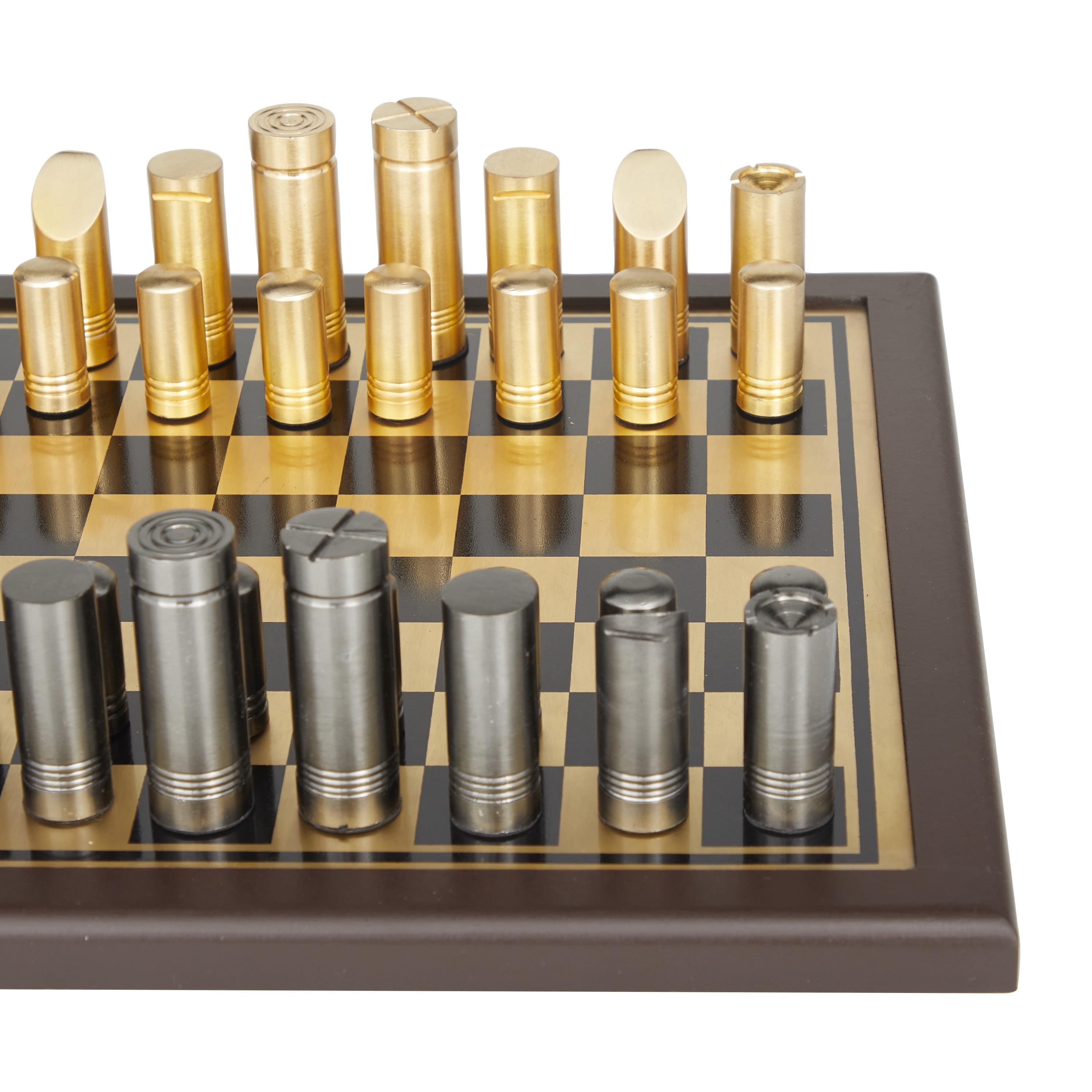 DecMode 14" x 4" Gold Aluminum Chess Game Set, 1-Piece