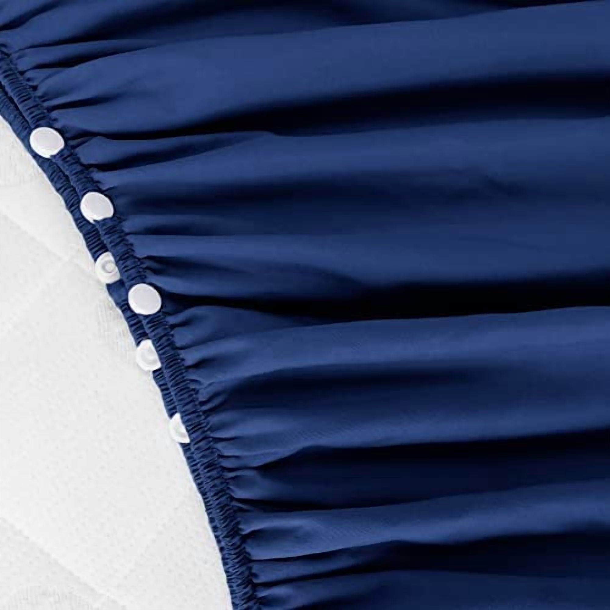 Crib Bed Skirt Navy 4 Sides Pleated Dust Ruffle Adjustable Fit Standard Crib Toddler Bed Skirts for Baby Boy or Baby Girl Crib Bedding, Navy Blue Crib Skirt Machine Wash