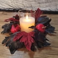 thumbnail image 3 of ICQOVD Halloween Black Leaf Pumpkin Candle Wreath Artificial Flower Table Centerpiece Decoration Home Dining Decor 9.84*9.84IN, 3 of 8