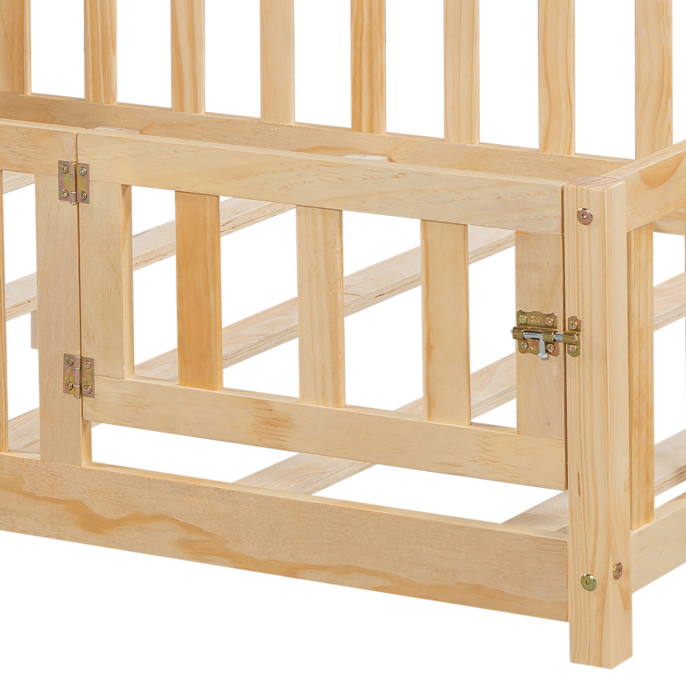 Noble House Tonya Full Montessori Floor Bed, Storage Headboard Bookcase & Chalkboard, Versatile Platform Beds, Natural