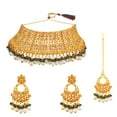 thumbnail image 1 of Efulgenz Indian Bridal Green Wedding Jewelry Set Traditional Necklace Set for Women Kundan Crystal Antique Choker Necklace Chanbaali Earrings with Maang Tikka Bollywood Jewelry, 1 of 6