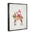 thumbnail image 3 of Stupell Industries Santa Claus Gnome Reindeer Holiday Patterned Stars Painting Jet Black Floating Framed Canvas Print Wall Art, Design by Heatherlee Chan, 3 of 5