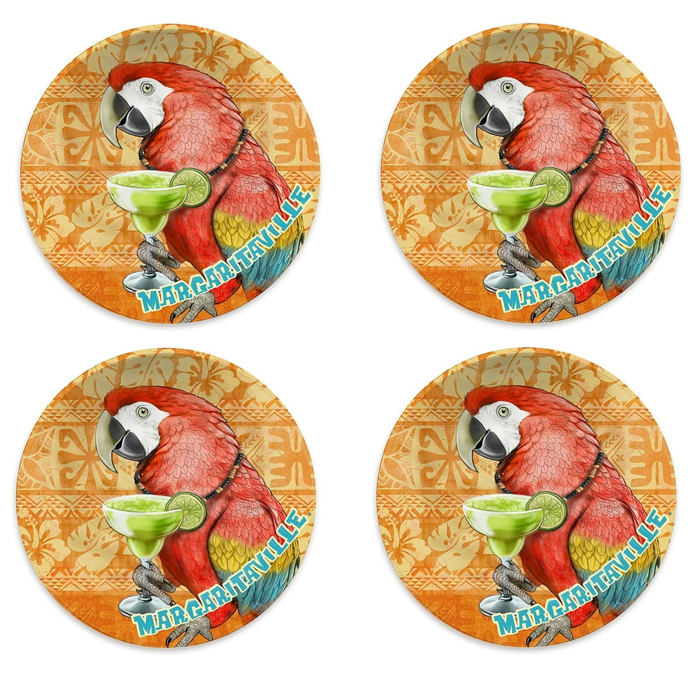 New TarHong Melamine Margaritaville Parrot Batik Yellow Salad Plates