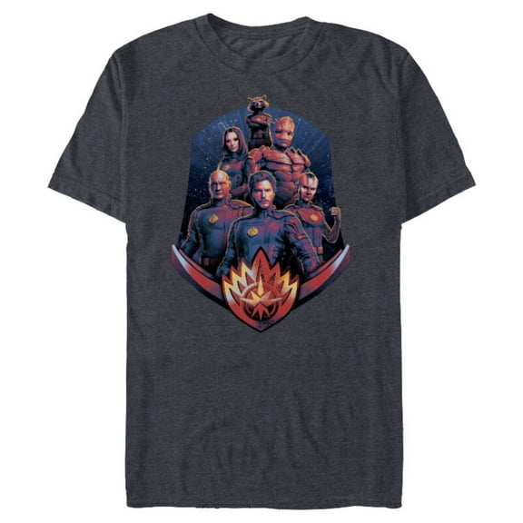 Marvel Guardians of the Galaxy Volume 3 Team with Badge - Short Sleeve Blended T-Shirt for Adults - Customized-Navy Heather