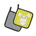 thumbnail image 2 of Caroline's Treasures Easter White Rabbit with Flowers Pair of Pot Holders, 2 of 3