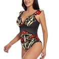 thumbnail image 3 of Yiaed Red Mushrooms Print Women's Ruffled One Piece Swimsuit V Neck Swimwear Slimming Monokini for Woman-Medium, 3 of 8