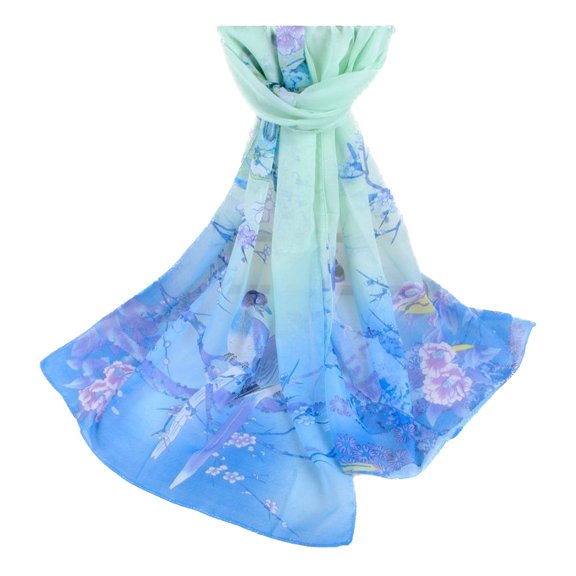 SWSMCLT Women's Fall Scarf Winter Muffler Chiffon Sun Protection Summer Scarves Vintage Lightweight Cool Blue One Size