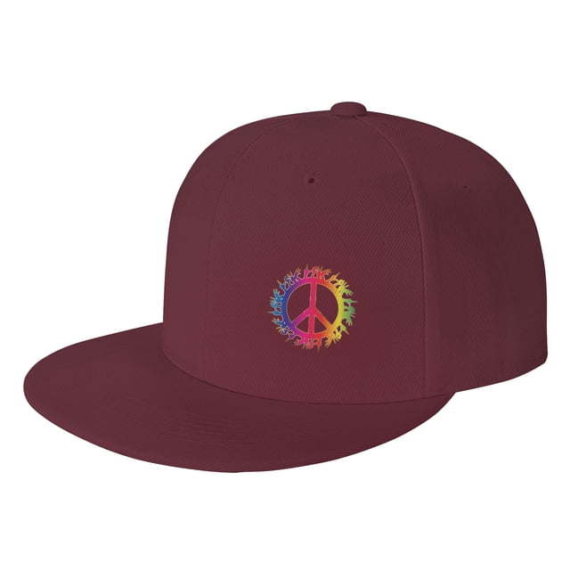 DouZhe Flat Brim Cap Snapback Chapeau, Amour Mains Paix Symbole Imprime Réglable Rouge Adulte Casquette de Baseball
