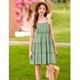 thumbnail image 5 of Oudiya Girls Summer Sundress Spaghetti Strap Boho Cami Ruffled Tiered Dresses Casual Midi Party Dress, 5-13Y, 5 of 6
