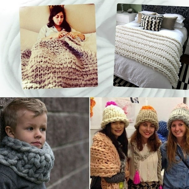 Fil de laine épaisse super volumineux bras laine à tricoter Couverture  tricotée Roving Fil de laine épaisse Super gros bras laine à tricoter  couverture tricotée 
