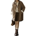 thumbnail image 2 of Women'S Oversized Button Down Denim Shirt Jacket Shacket Loose Fit Brown M, 2 of 9