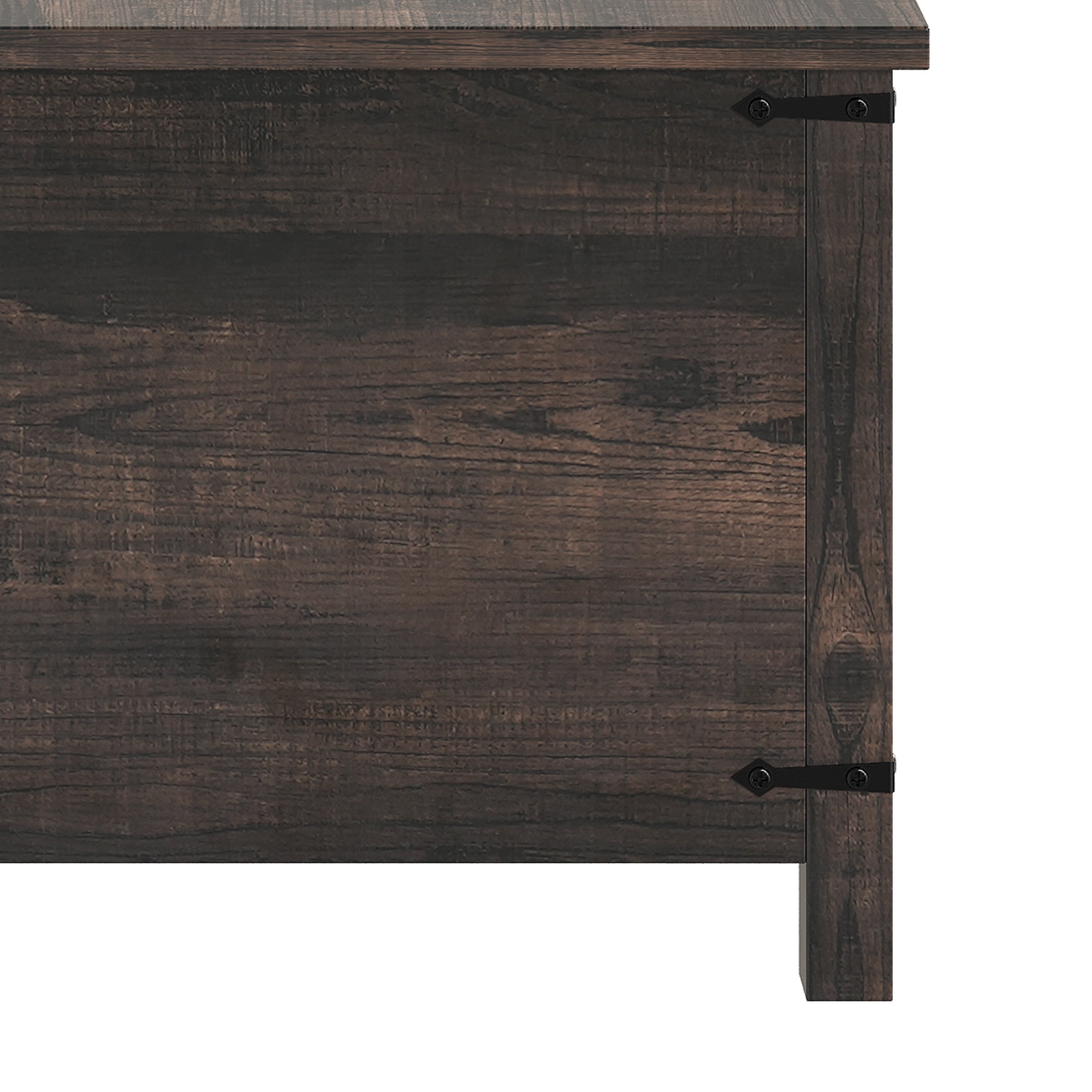 Uforic Farmhouse Lift Top Coffee Table with Storage & Power Outlets, Dark Oak
