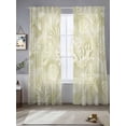 thumbnail image 2 of Ocean Shell Sheer Curtains 2 Panels Set Yellow Sea Shells Coral Stars Yellow Sheer Window Curtains Light Filtering Rod Pocket Voile Drapes for Bedroom Living Room 52"X96", 2 of 9