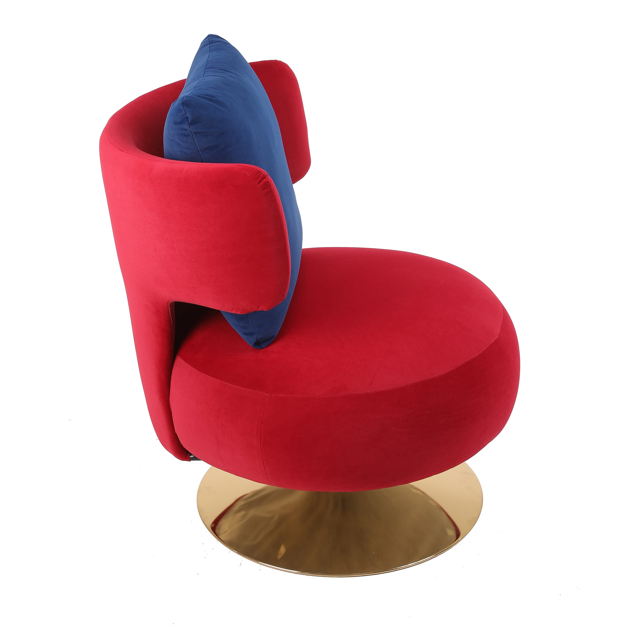 Kadyn Upholstered Swivel Accent Barrel Chair for Living Room, Wine Red