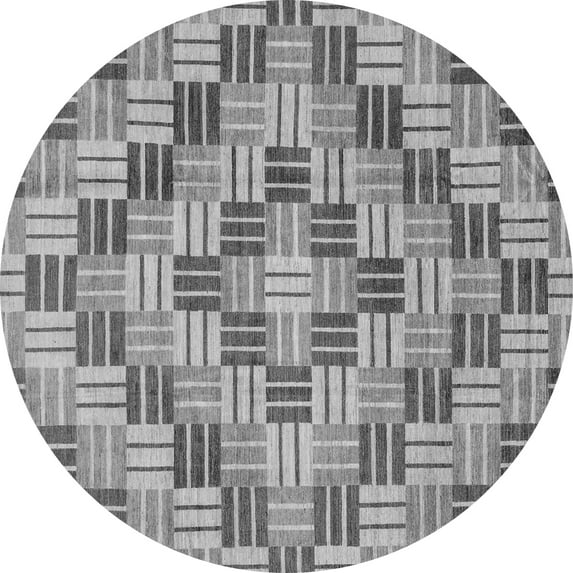 Ahgly Company Indoor Round Abstract Gray Modern Area Rugs, 3' Round