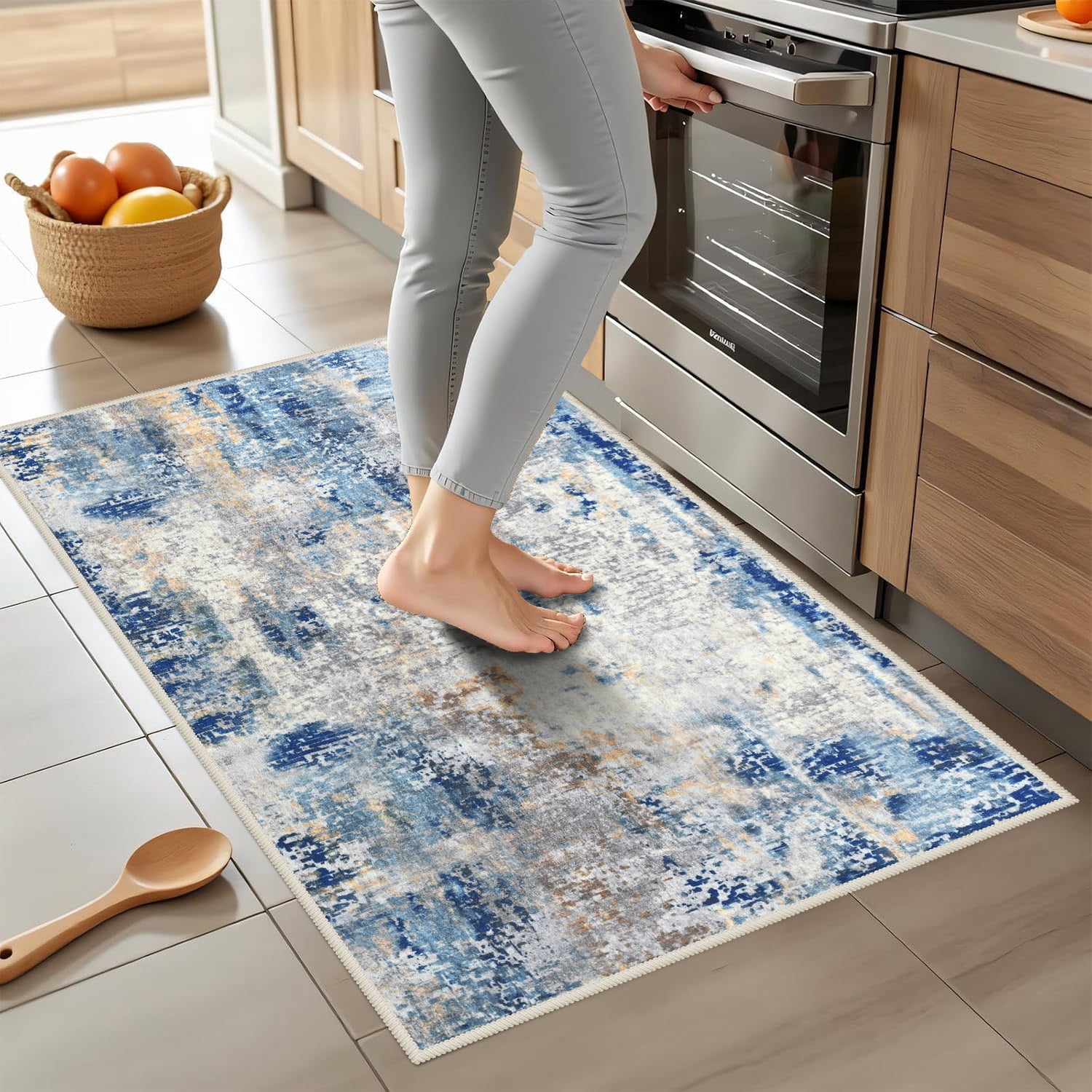 Lochas Modern Abstract Rugs for Bedroom Area Rug for Living Room Decor Soft Accent Carpet,2'x3',Blue