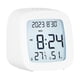 thumbnail image 2 of Digital Clock Temp Humidity, LCD Display Alarm Clock, Compact Bedside Clock, Stylish Student Room Clock, Energy Saving LED, Foldable Design, Metal Frame, For Bedroom Use, 2 of 8
