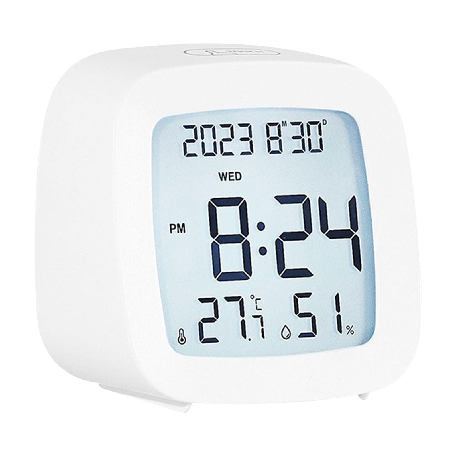 Dnogom Multi Function LCD Alarm Clock with Temperature/Humidity Display, Silent Compact Bedside