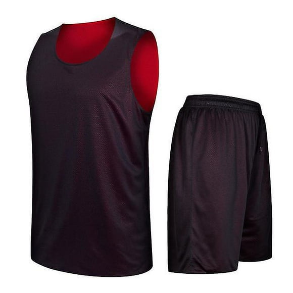 Double-side Design Basketball Jersey Sets Uniforms Diy Customized Sports Clothing Breathable Youth Training Basketball Jerseys Xxxl Black Red