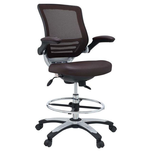 Modway Chaise de Dessin en Vinyle Edge, Réglable de 22 à 29,5 Pouces, Brun