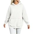 thumbnail image 4 of Hurxie Womens Oversized Hoodies Fleece Sweatshirts Long Sleeve Sweaters Pullover Fall Clothes with Pocket White,M, 4 of 7