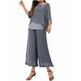 thumbnail image 1 of Conjunto de 2 Piezas para Mujer, Top Brillante, Pantalones Anchos, Traje Informal de Cuello Redondo con Lentejuelas. Gris M, 1 of 8