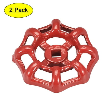 

Uxcell Square Broach 6x6mm Wheel 58mm Metal Faucet Round Wheel Handle Red 2 Pack