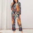 thumbnail image 2 of KLL Starry Sky Cute Horse Print Women's Long Sleeve Pajamas with Pants Sleepwear Loungewear 2 Set-Medium, 2 of 7
