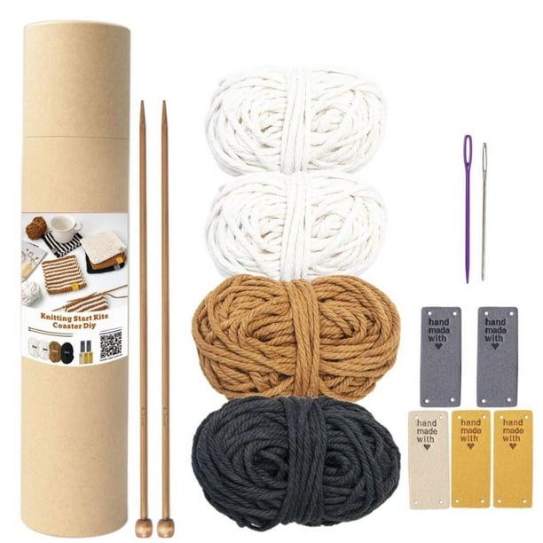 Posavasos DIY, conjunto de hilo de tejer, conjunto de ganchillo para principiantes, manualidades prácticas, posavasos tejidos hechos a mano para fiest