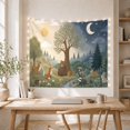 thumbnail image 5 of Woodland Animals Around a Day and Night Tree, Peaceful Illustration for Nature Lovers, Forest Wall Art, Birthday Gift, Tapestry Wall Hanging for Bedroom and Living Room, 5 of 7