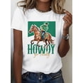 thumbnail image 1 of Lucky St. Patrick'S Day & Western Cowboy & HOWOY GO LUCKY Print Crew Neck T-shirt, Four seasons casual short-sleeved T-shirt, Women'S Clothing, 1 of 7